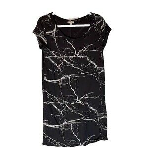 GAP Normcore Casual Gray/White Marble Print Short Sleeve Tee Shirt Dress SZ M
